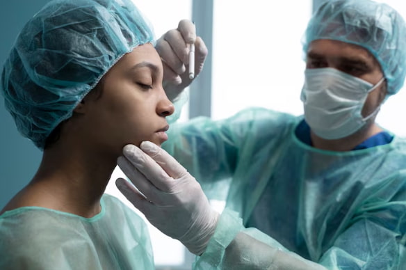 doctor performing analysis before plastic surgery